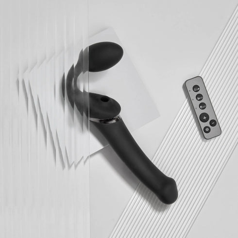 Strap-on Multi Orgasm Télécommandé 3 moteurs - Télécommande rechargeable - Noir