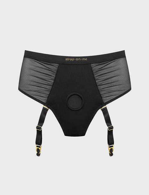Imbracatura lingerie Idylle nera con giarrettiere – strap-on-me