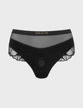 Arnés lencería Sublime negro en tul con borde de encaje y anillo central - strap-on-me