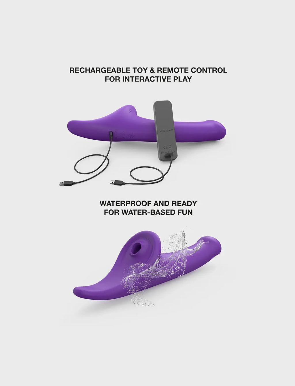 Dildo semi-réaliste violet multi-orgasme Strap-On-Me, texture douce avec forme anatomique