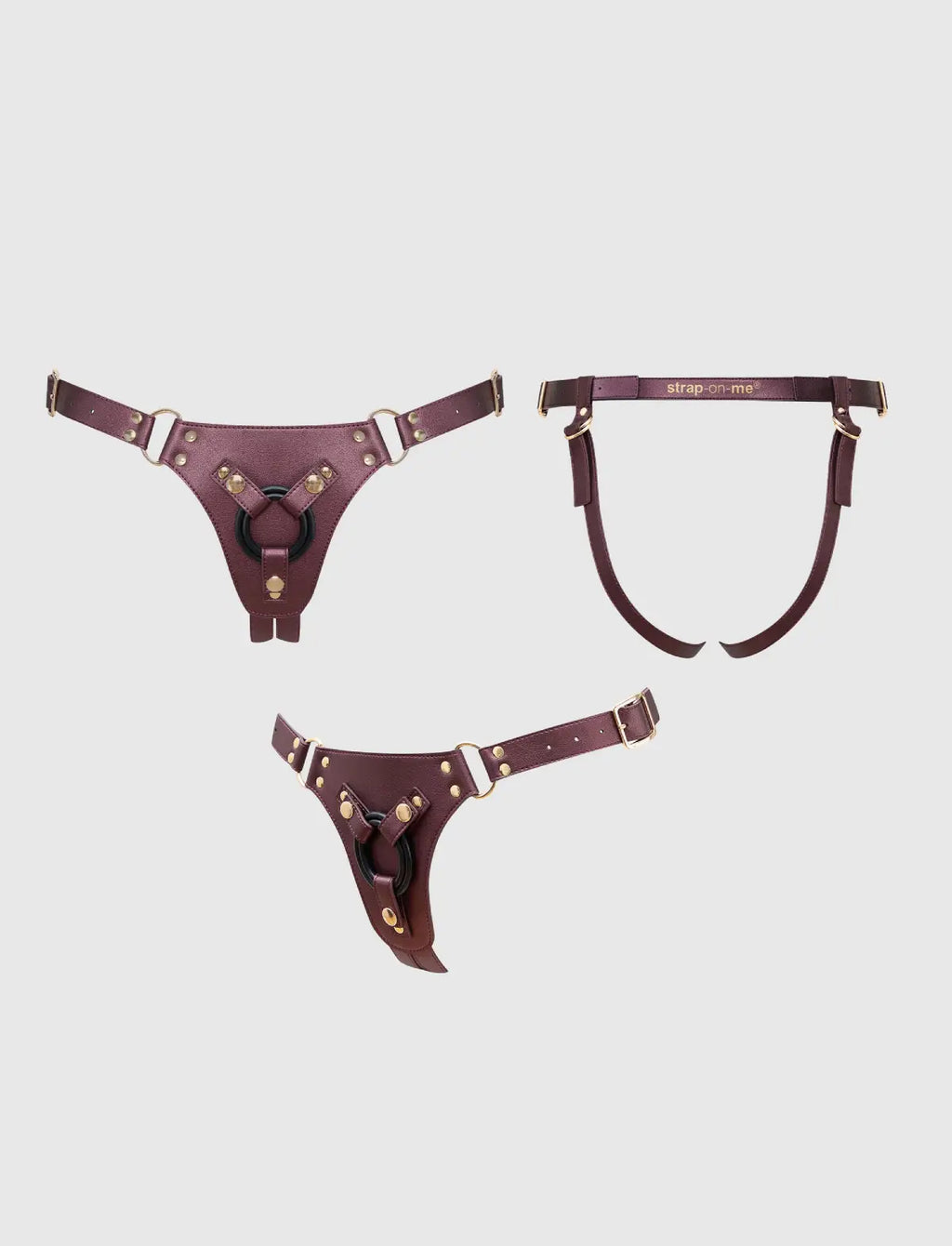 Harnais Similicuir Generous Aubergine Métaliique strap-on-me