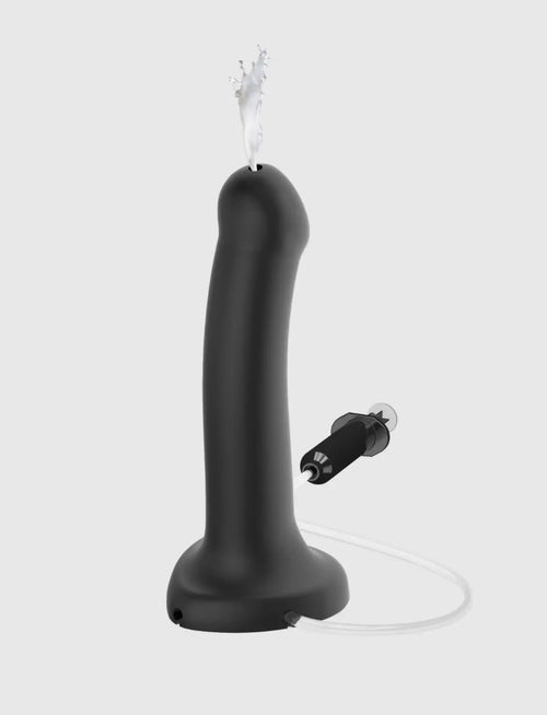 Black ejaculating dildo – realistic stimulation and natural effect, compatible with strap-on-me