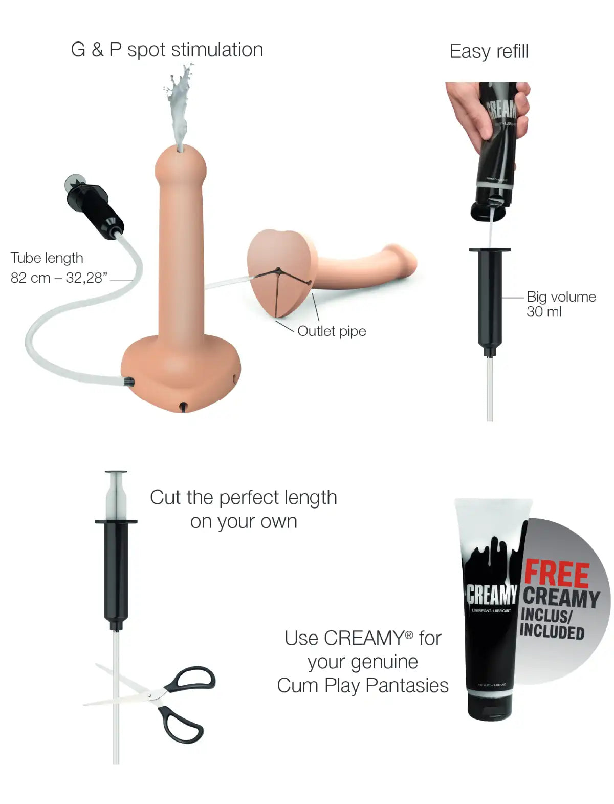 Dildo éjaculateur vanille – stimulation réaliste et effet naturel, compatible strap-on-me