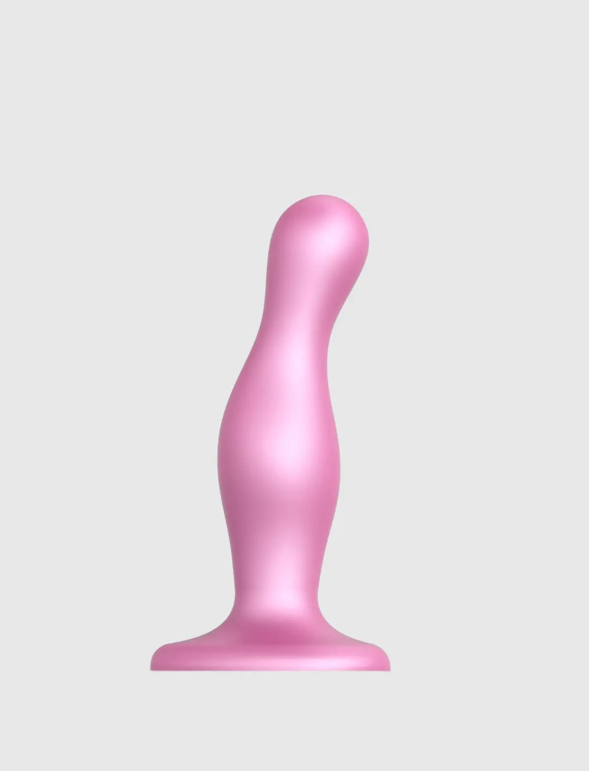 Dildo hybride collection plug anal curvy rose dragée métallique – stimulation incurvée et sensations profondes, compatible strap-on-me
