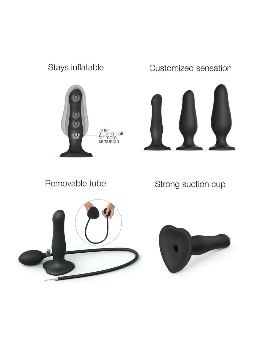 Dildo hybride collection plug anal gonflable – ajustement progressif et confort personnalisé, compatible strap-on-me