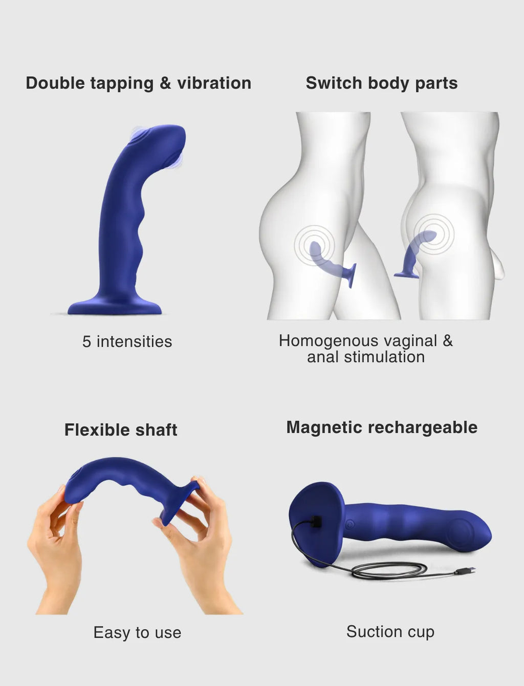 dildo vibrante tapping wave azul – estimulación rítmica y sensaciones intensas, compatible con strap-on-me
