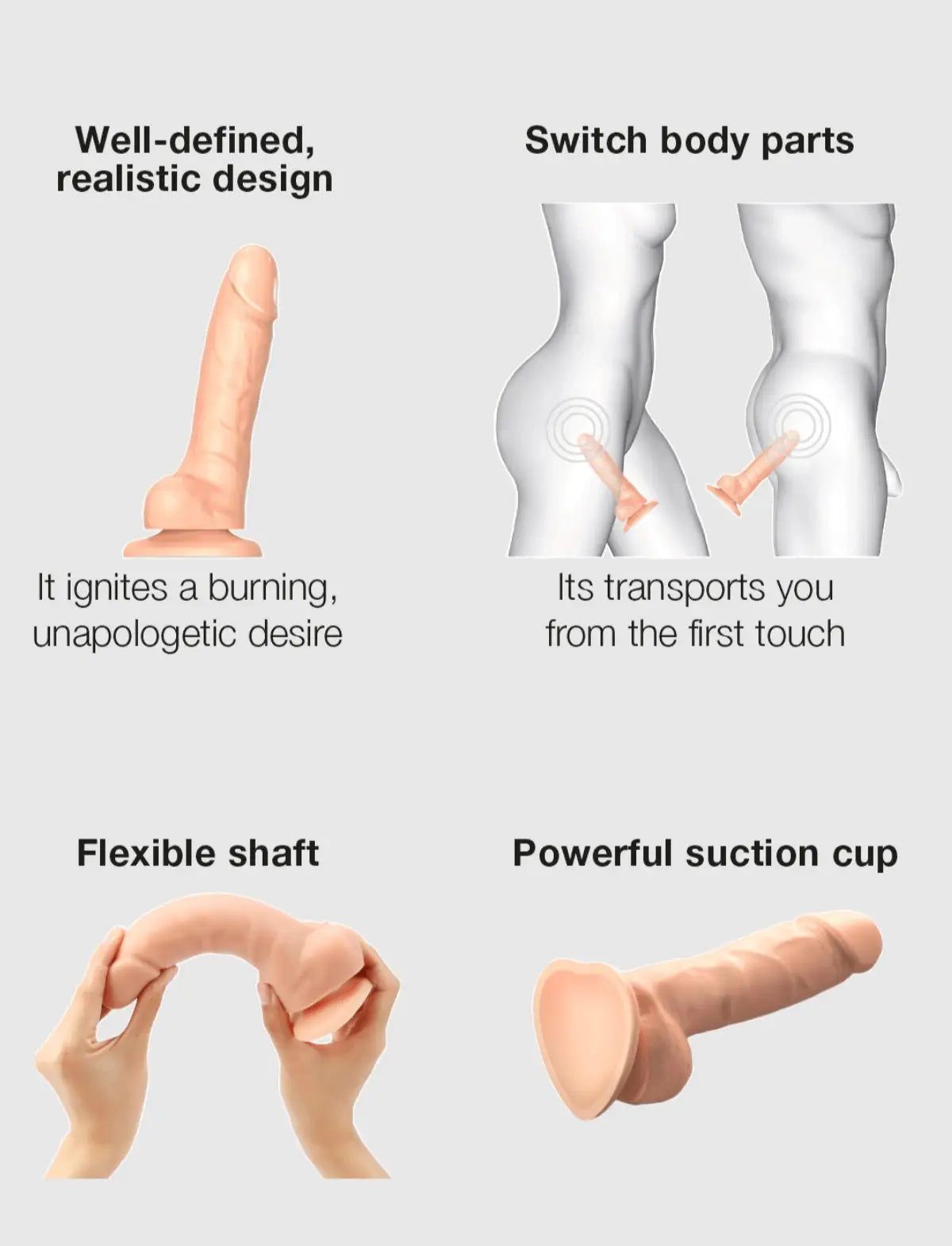 Dildo réaliste vanille – sensations naturelles et stimulation confortable, compatible strap-on-me