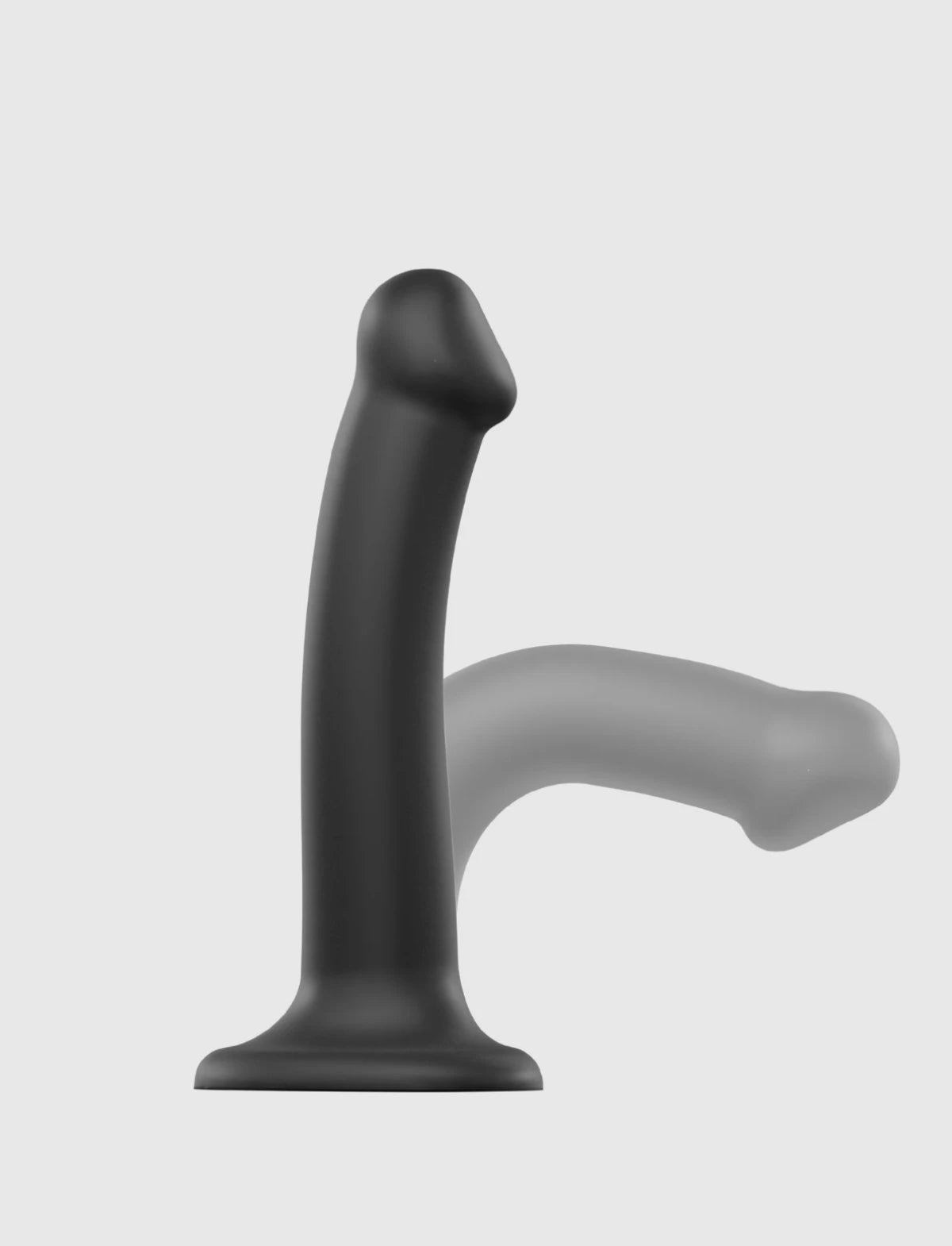 Dildo semi-réaliste double densité bendable noir – flexible et confortable, compatible strap-on-me