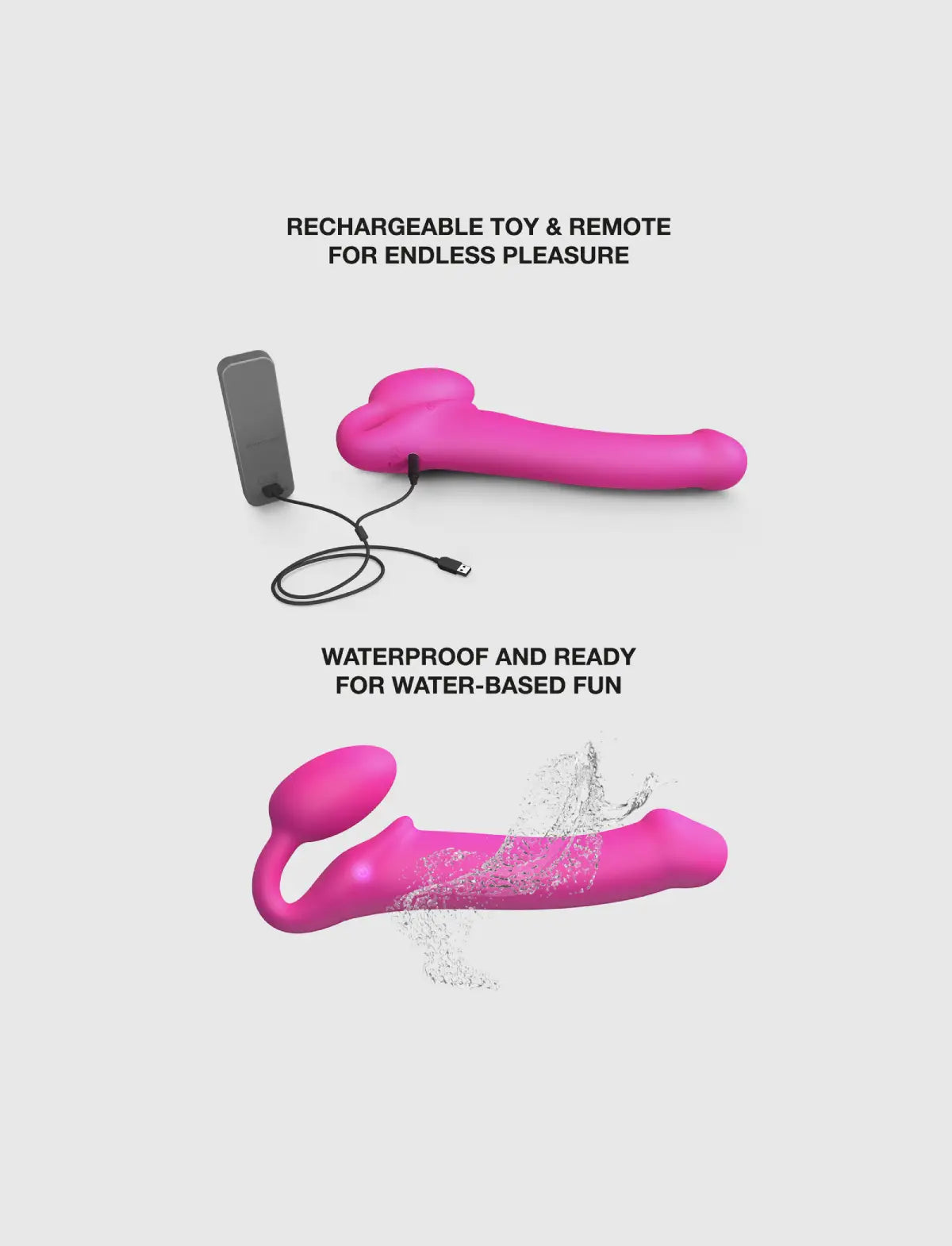 Strap-on vibrant fuchsia avec télécommande rechargeable – 3 moteurs – Strap-on-me